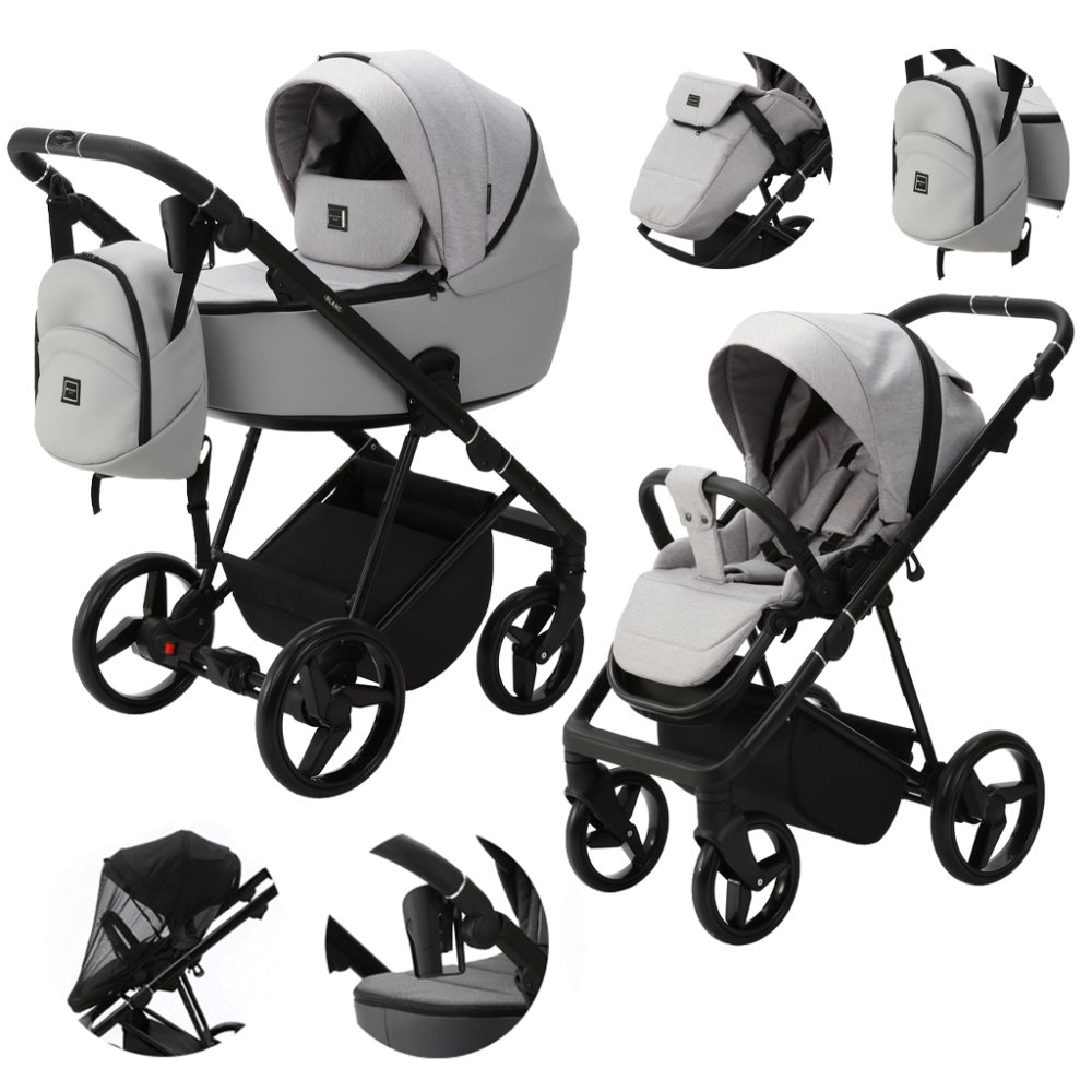 ADAMEX Poussette combinée Blanc Standard Grey