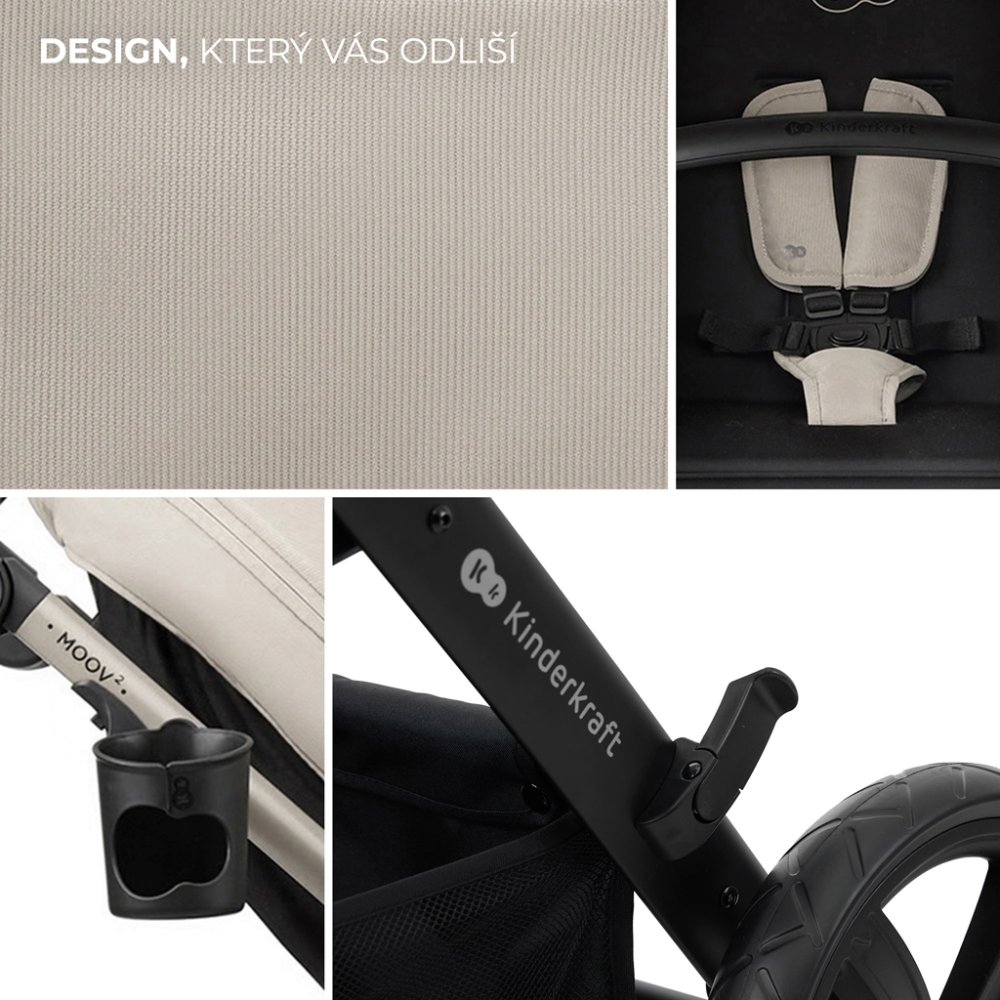KINDERKRAFT Poussette combinée Moov 2 3en1 Moonlight Grey - roues en mousse – Image 6
