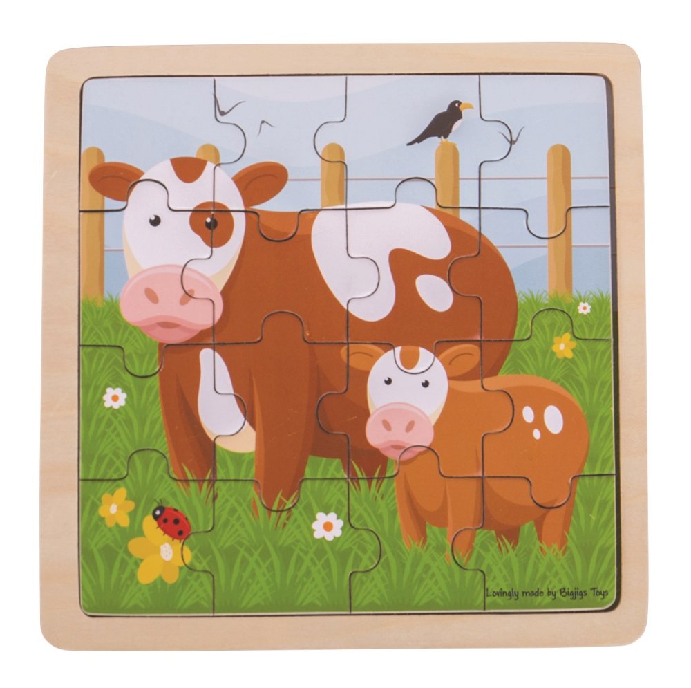 Puzzle Bigjigs Toys - Vaca con ternero