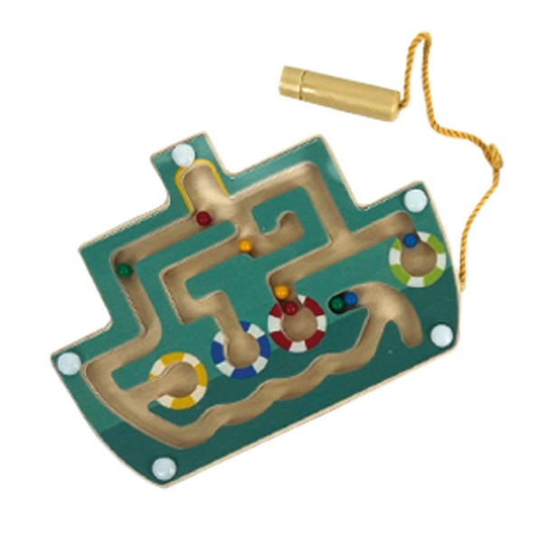 Bigjigs Toys Labyrint magnétique en bois Bateau turquoise