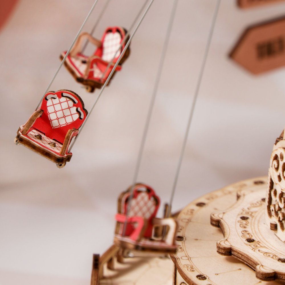 RoboTime Puzzle 3D en bois Boîte à musique Carrousel à chaîne coloré – Image 6