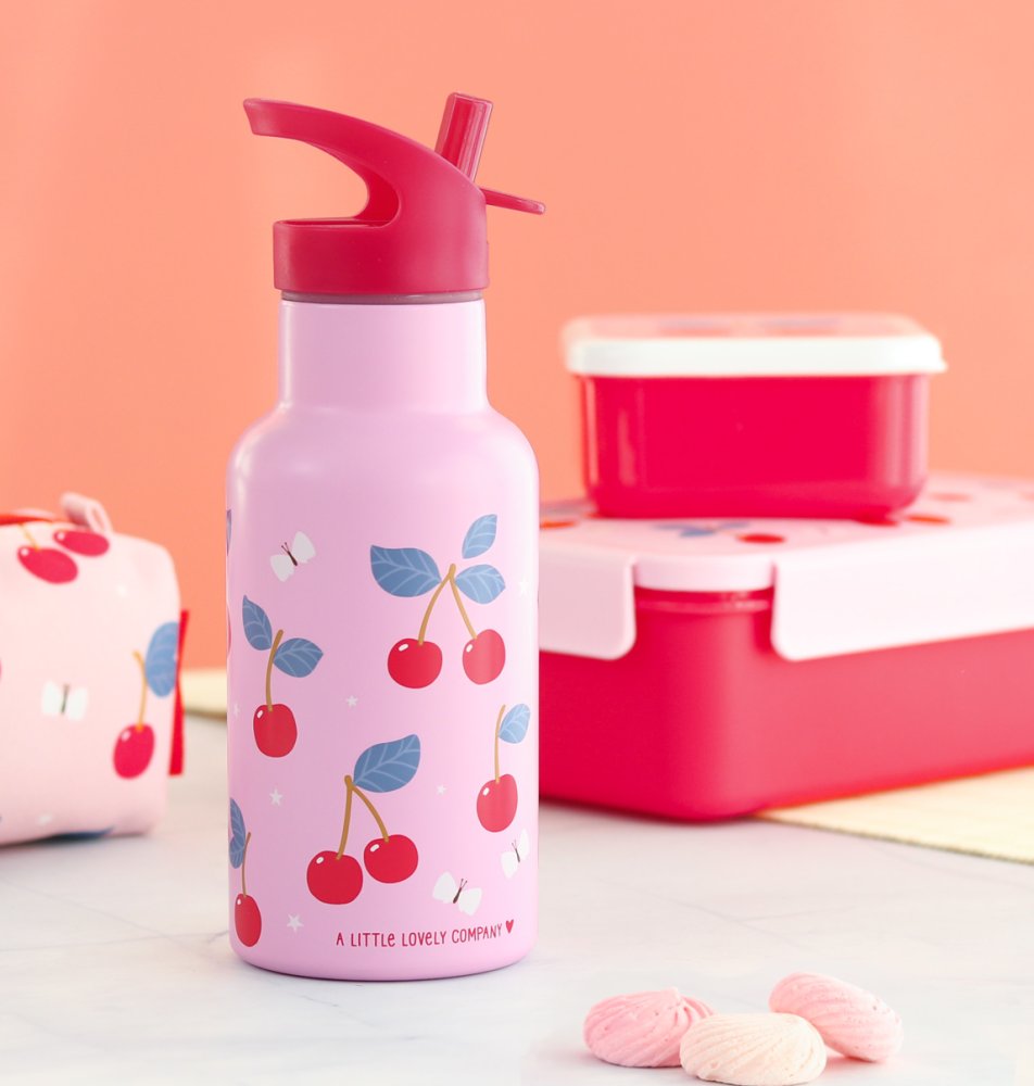A Little Lovely Company - Botella de acero inoxidable, 350 ml - cerezas - Imagen 3