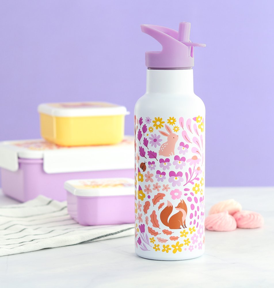 A Little Lovely Company - Edelstahl Trinkflasche, 500 ml - Blumengarten – Bild 5