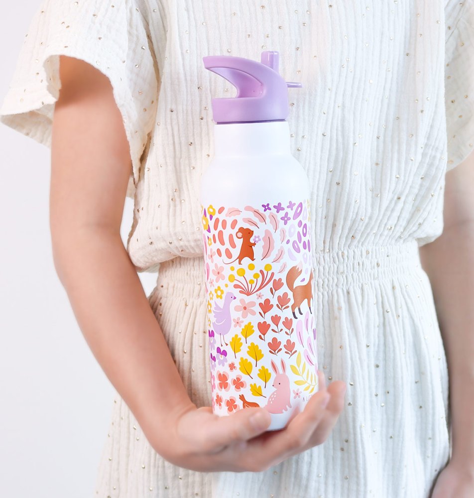 A Little Lovely Company - Edelstahl Trinkflasche, 500 ml - Blumengarten – Bild 6