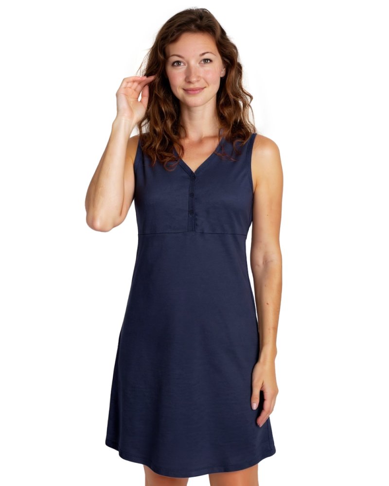 Szoptatós hálóing, ujjatlan, sötétkék L/XL