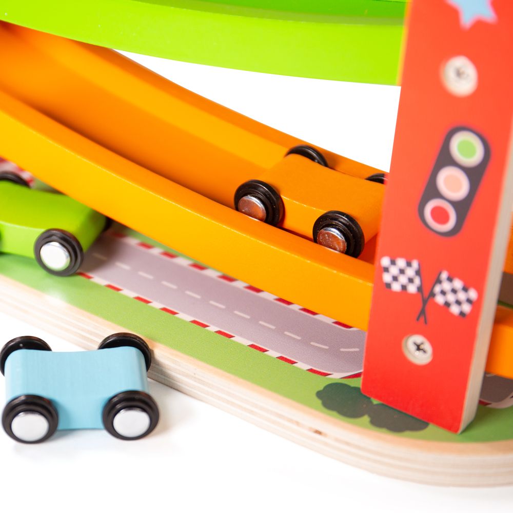 Bigjigs Toys Dřevěná automobilová závodní dráha (obrázek 11)