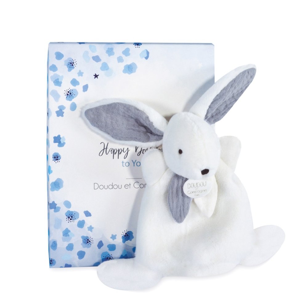 Doudou Dárková krabička modrá - mini králíček 17 cm
