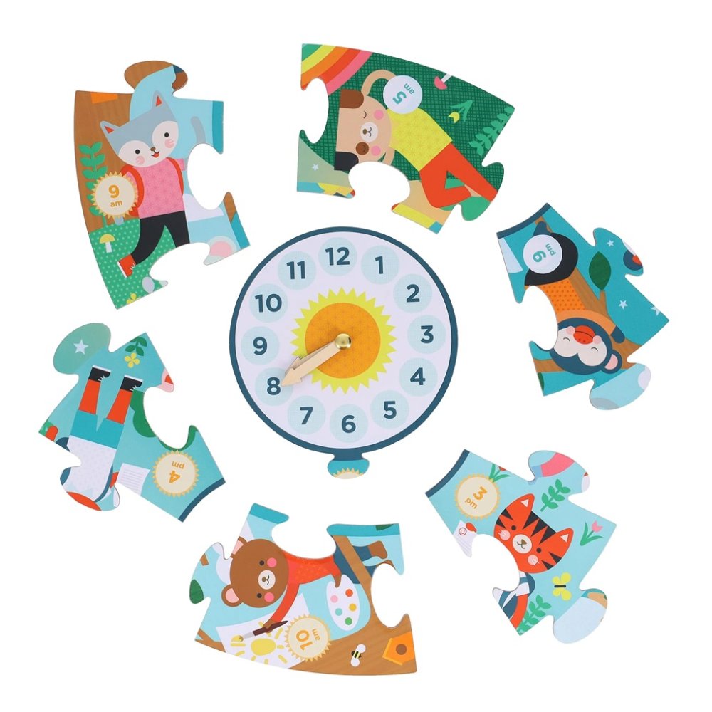 Petit Collage Podlahové puzzle Ilustrované učební hodiny (obrázek 3)