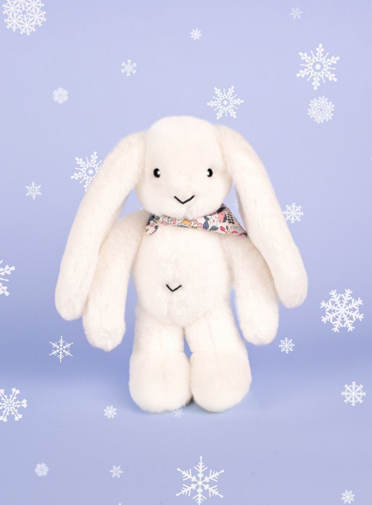 Doudou Plyšový králíček s šátkem bílý 35 cm (obrázek 8)