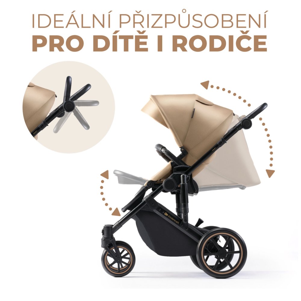 KINDERKRAFT SELECT Kočárek Kombinovaný 3v1 Prime 2 Sandrose Beige, Premium