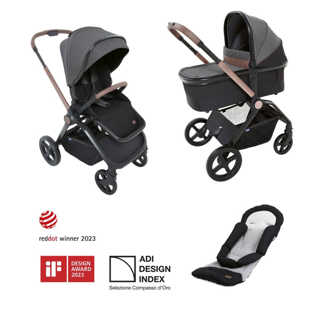 CHICCO Passeggino Combinato Mysa 3 In 1 Nero Satin + Sdraietta Chicco Allround IN OMAGGIO