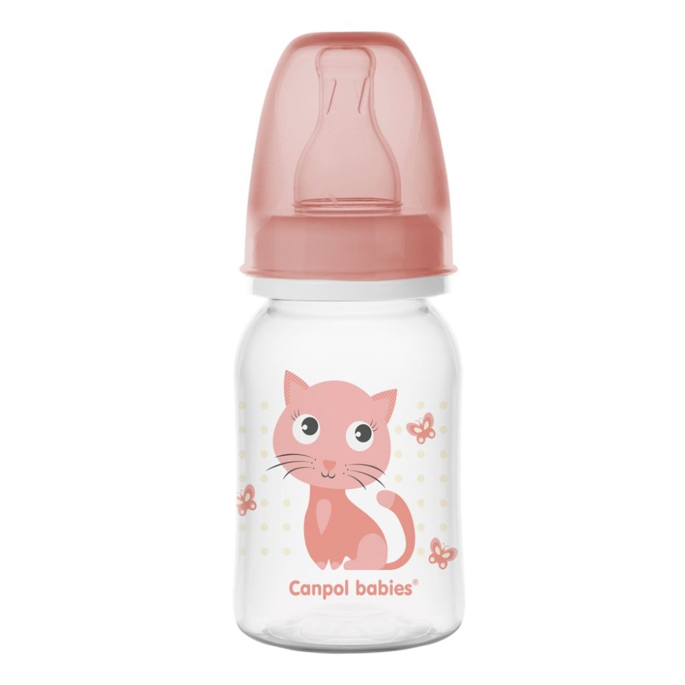 CANPOL BABIES Biberon Con Stampa CARINI ANIMALI 120 Ml - Rosa