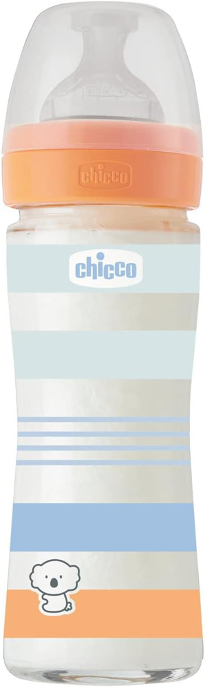 CHICCO Biberon Bimbo In Vetro Benessere In Silicone 240 Ml Ragazzo