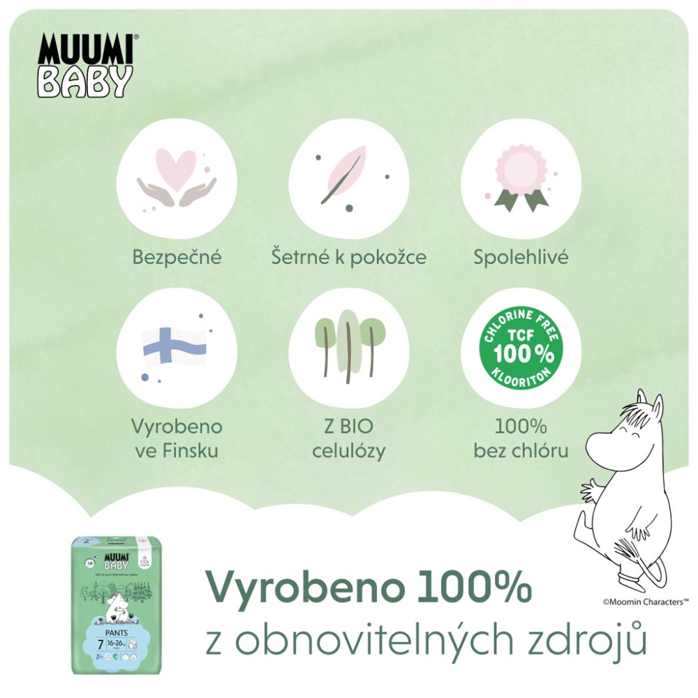 MUUMI Baby Pants 7 XL 16-26 Kg (34 Buc), Scutece Eco Chiloți