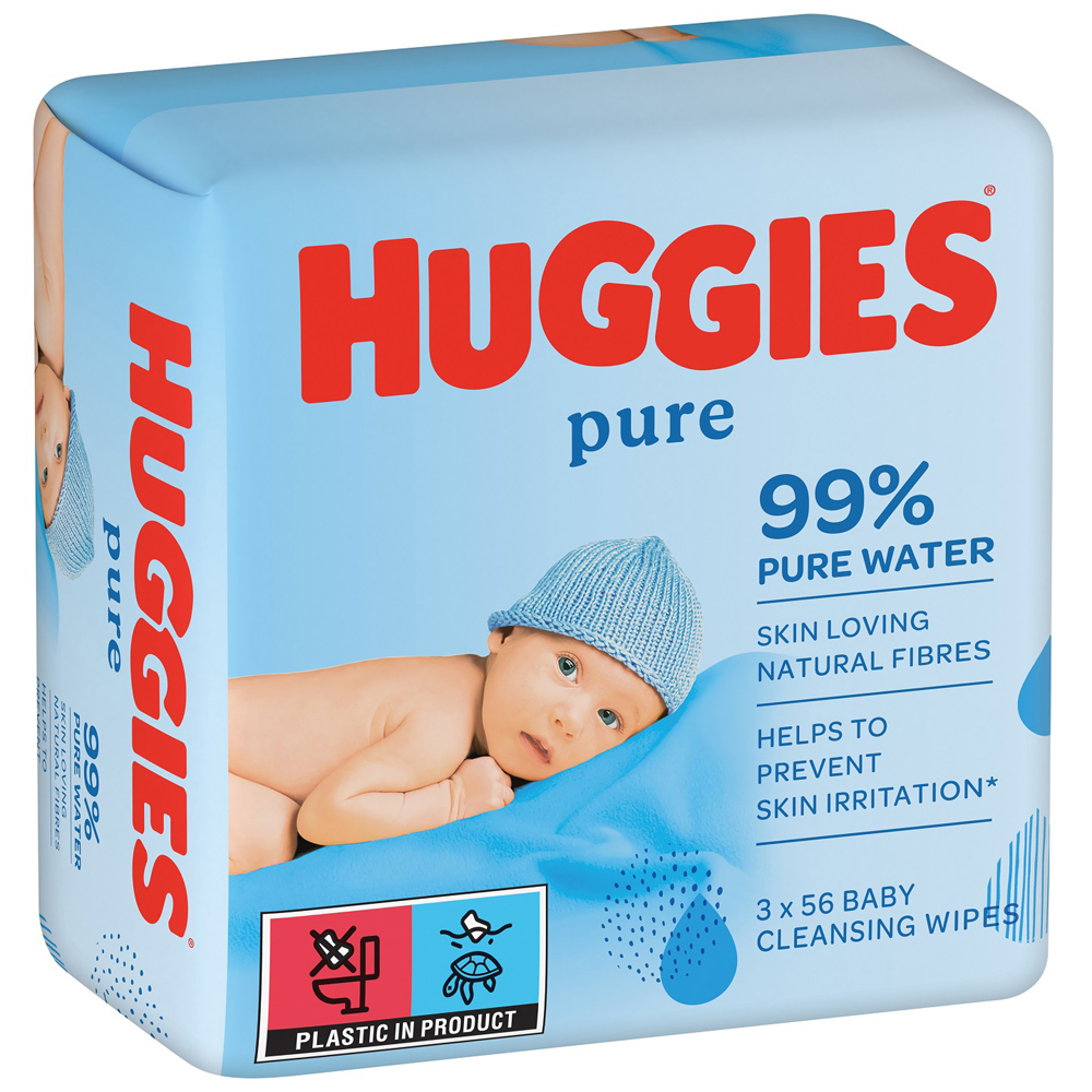 3x HUGGIES® Pure Triplo Ubrousky Vlhčené 56x3 Ks