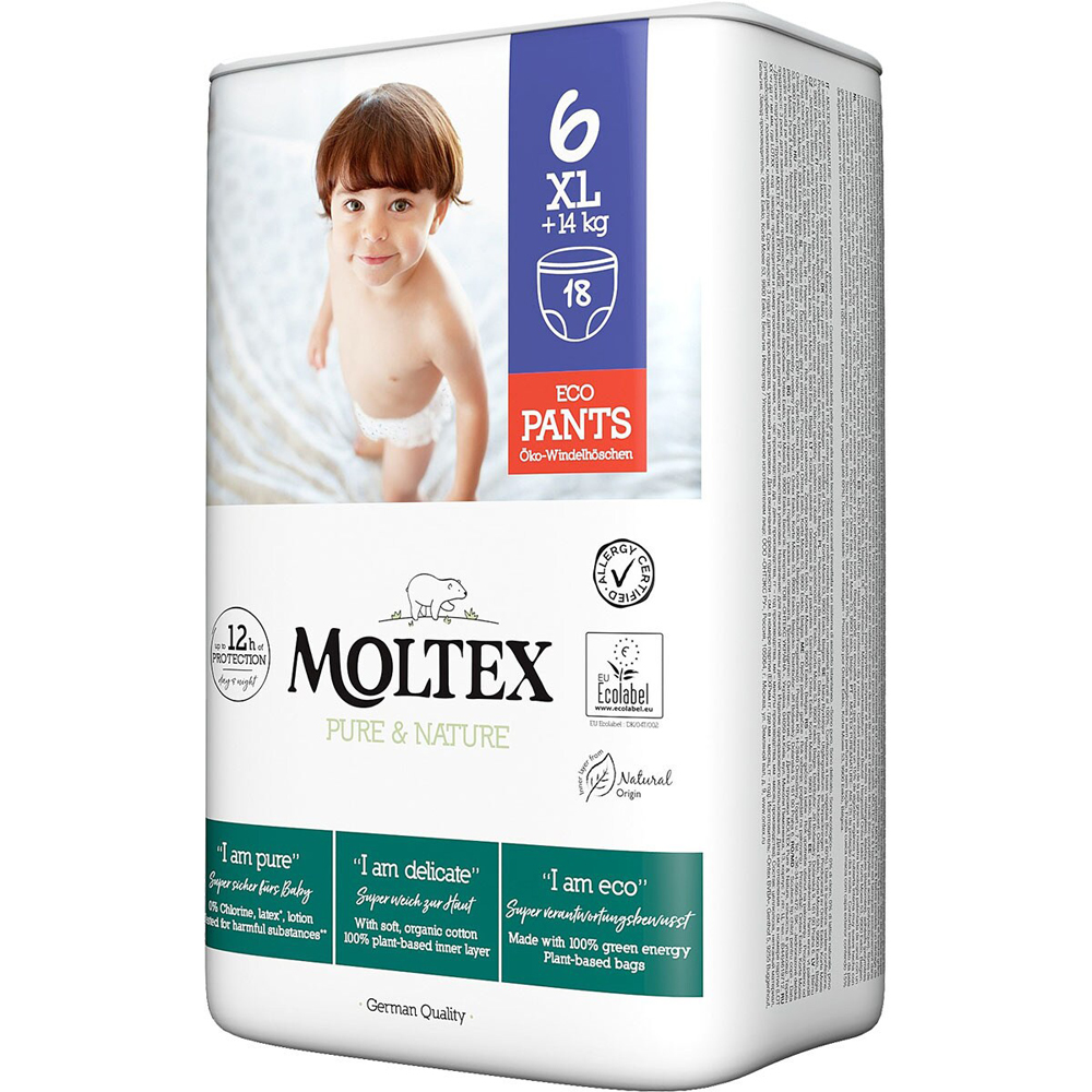 2x MOLTEX Pure&Nature Einwegwindelhöschen 6 XL (14 Kg+) 18 Stk