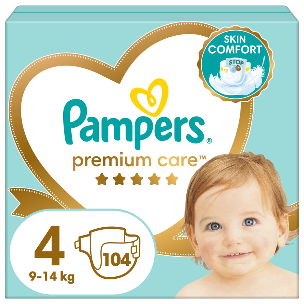 PAMPERS Premium Care Plenice Za Enkratno Uporabo 4 (9-14 Kg) 104 Kos - MEGA PAKET