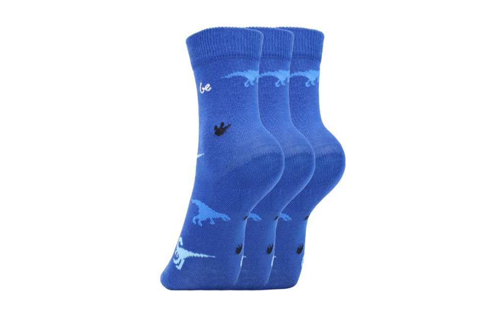 Kinder-Barfußsocken Be Lenka Kids - Crew - Dino - Königsblau - 3er-Pack 23-26 Blue