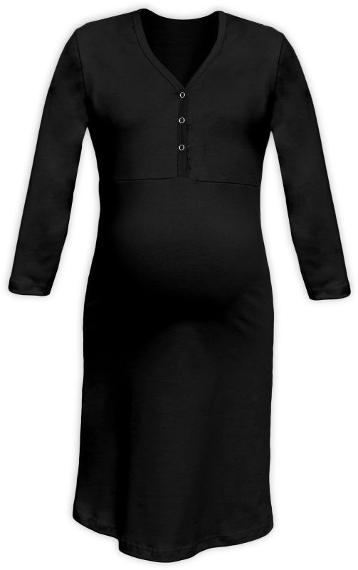 Chemise de nuit d'allaitement, manches 3/4, noire L/XL