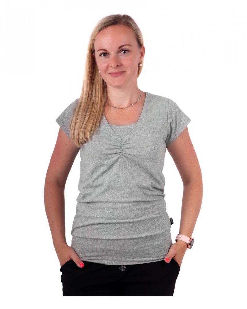 T-shirt allattamento LEA, manica corta, grigio L/XL