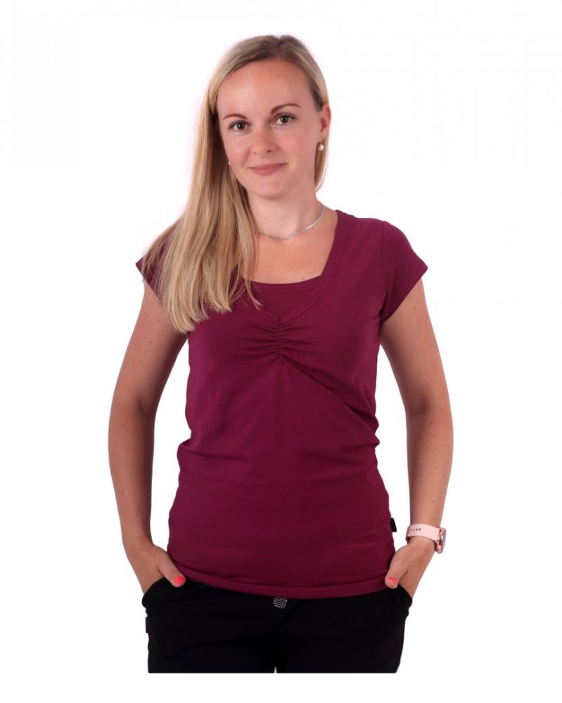 Chemise d'allaitement Klaudia, manches courtes, cyclamen M/L – Image 3