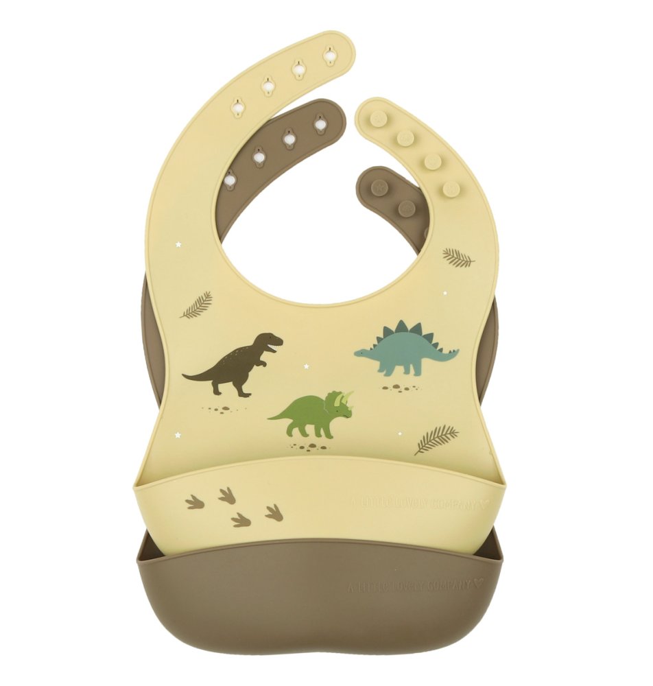 A Little Lovely Company - Ensemble de 2 bavoirs en silicone - dinosaures