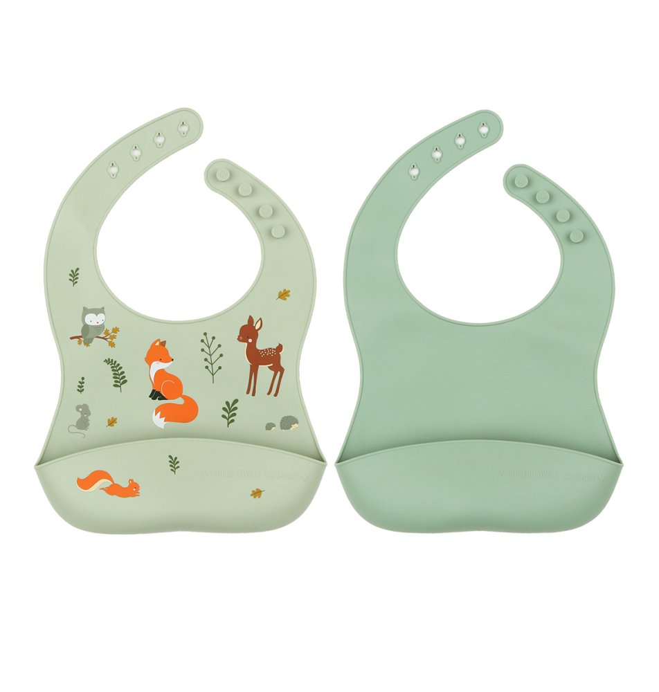 A Little Lovely Company - Set de 2 bavoirs en silicone - Les amis de la forêt – Image 3