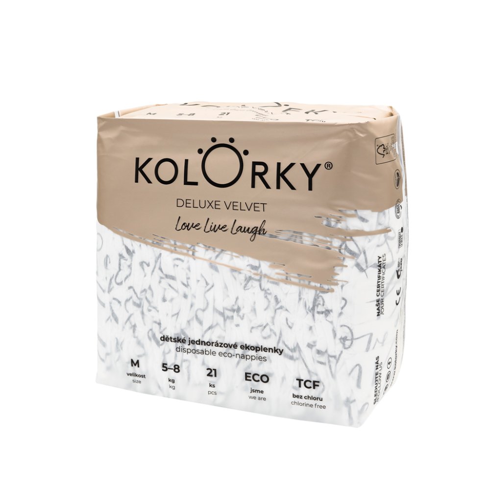 KOLORKY DELUXE VELVET Couches jetables écologiques avec surface en velours M (5-8 kg) 168 pièces - APPROVISIONNEMENT MENSUEL – Image 4