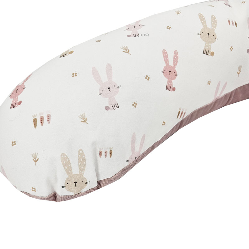 Cuscino da allattamento EKO Velvet Bunny rosa 180 cm - immagine 4