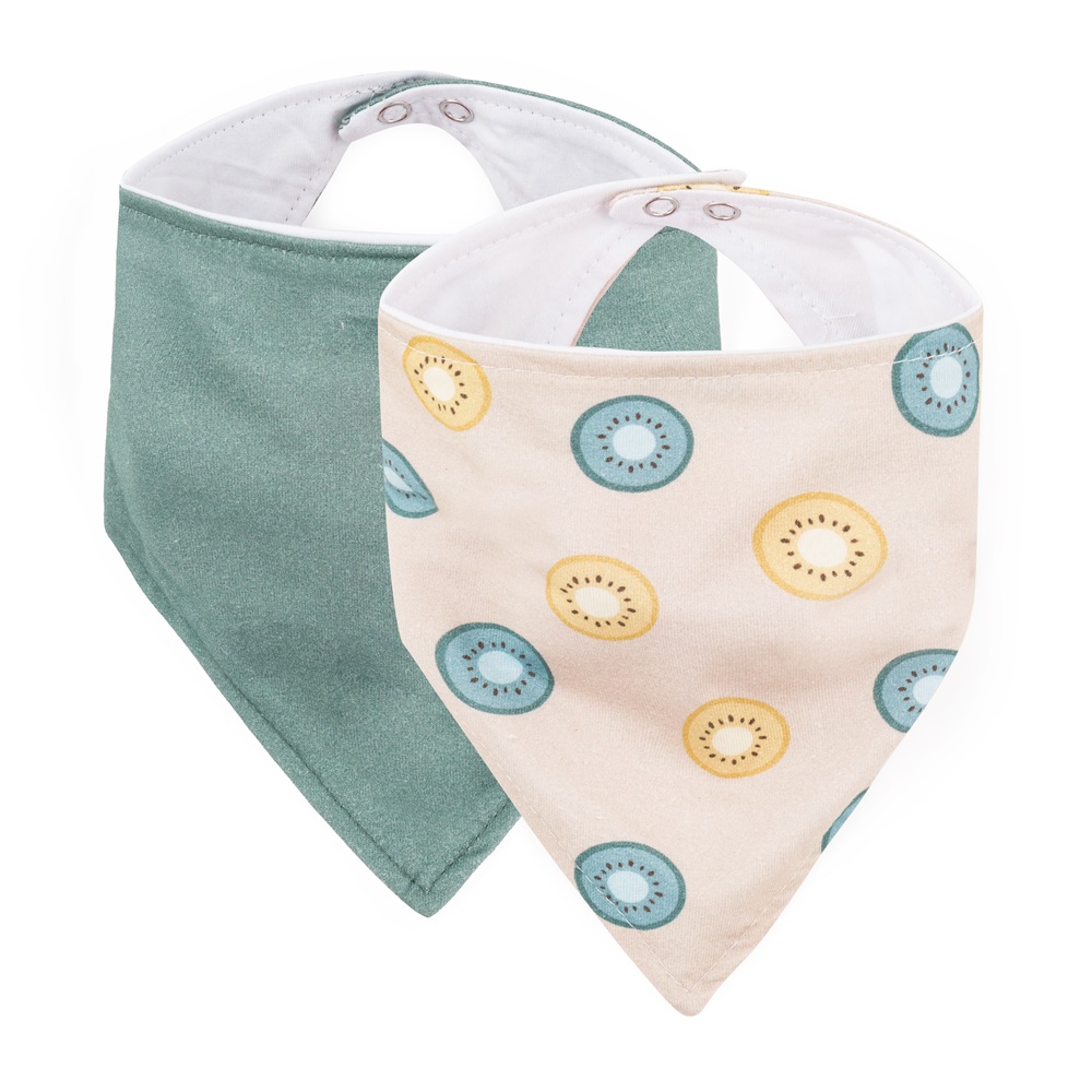 PETITE&MARS Lätzchen Bandana Luke 2 Stk. Beige Kiwis&Misty Green 3m+ – Bild 3