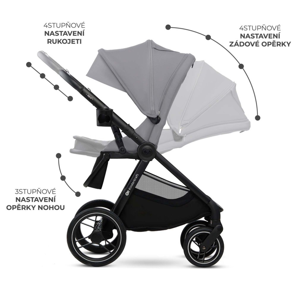 KINDERKRAFT Poussette combinée Nea 2 2en1 Platinum Grey – Image 4