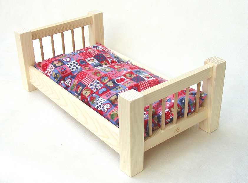 Großes Puppenbett aus Naturholz