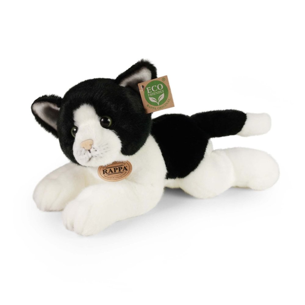 Rappa Gatto di peluche bianco e nero sdraiato 30 cm ECO-FRIENDLY - immagine 4