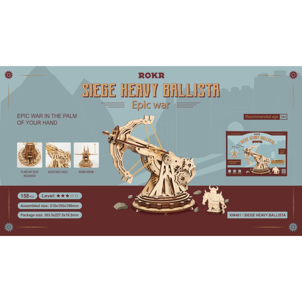 RoboTime Puzzle 3D en bois Baliste de siège mécanique – Image 6