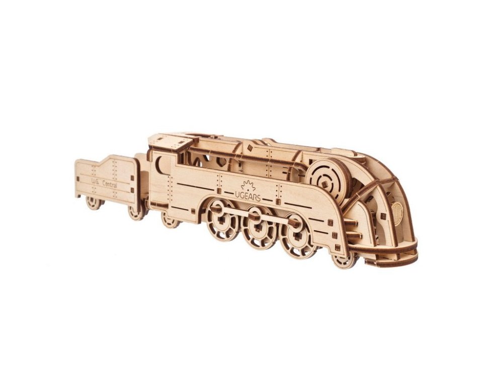 Puzzle mécanique en bois 3D Ugears MINI Locomotive – Image 3