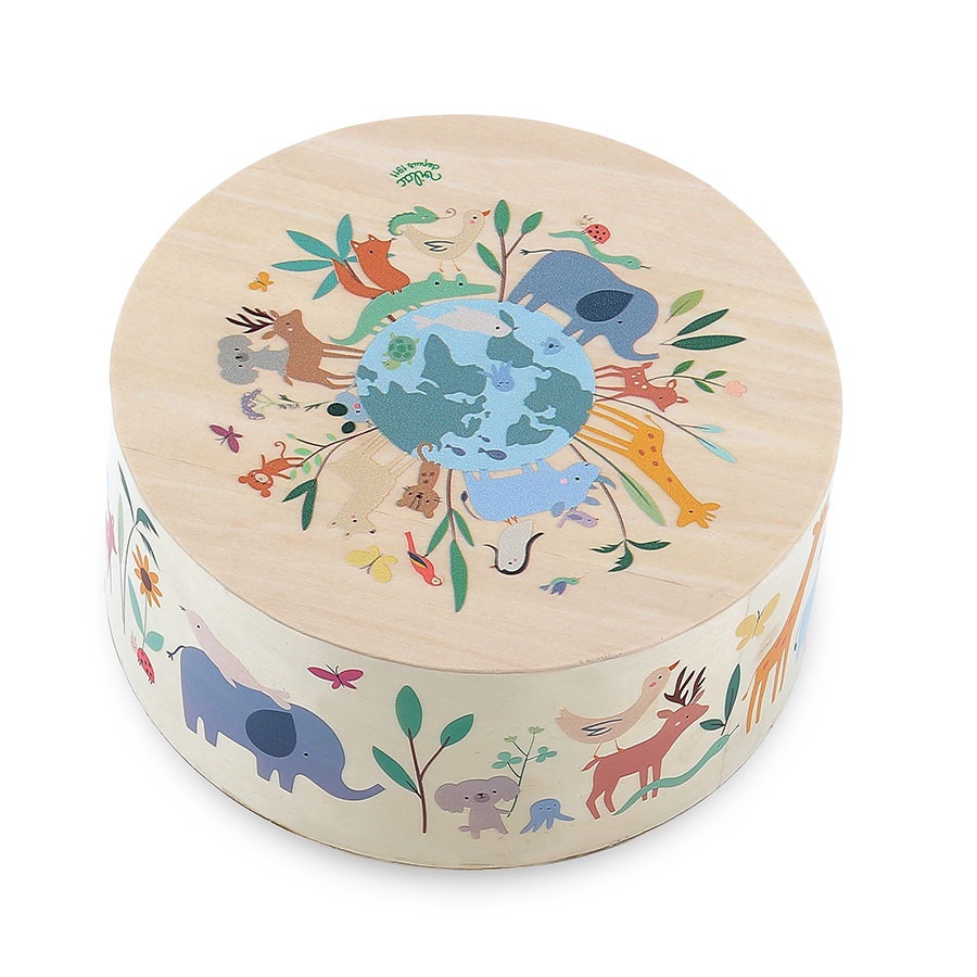 Vilac Cajón de madera Tambor Animales del mundo Sarah Betz - Imagen 3