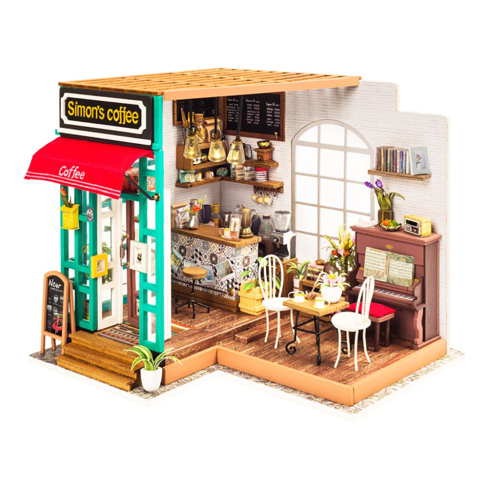 RoboTime Puzle 3D de madera Miniatura de casa Cafetería