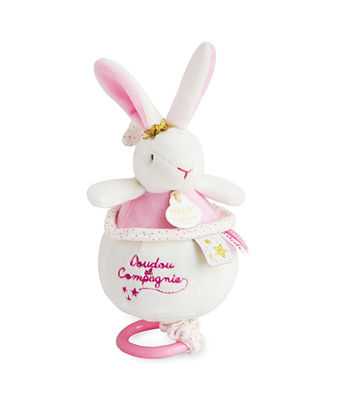 Coffret cadeau Doudou - Lapin rose en peluche jouant une mélodie 14 cm – Image 3
