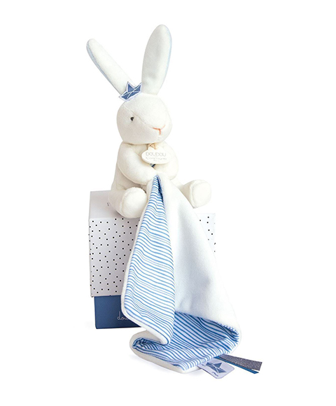 Doudou Coffret Cadeau - Lapin marin avec lange 10 cm