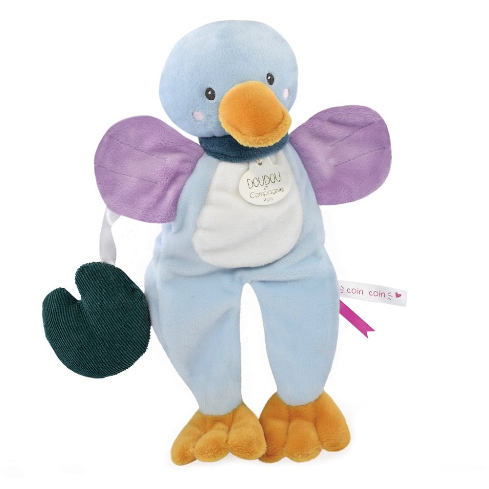 Coffret cadeau Doudou - peluche canard avec feuille de nénuphar 27 cm