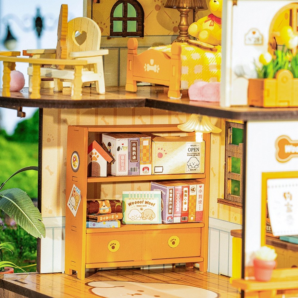 RoboTime 3D dřevěná skládačka Miniatura domečku Domeček pro štěňátka (obrázek 10)