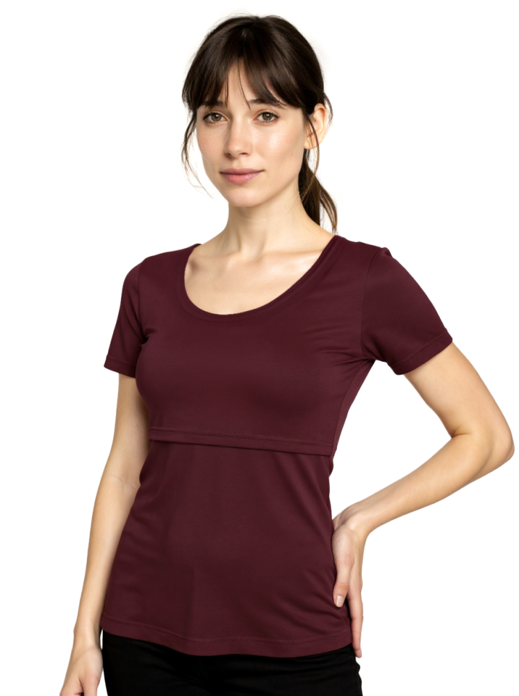 Still-T-Shirt Kateřina, kurzärmelig, bordeauxrot S/M