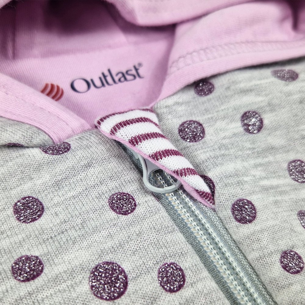 Mono con dobladillo con forro Outlast® - gris jaspeado con lunares burdeos 62 - Imagen 2