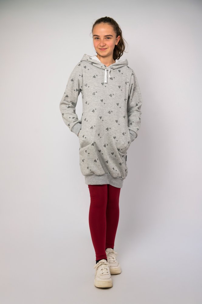 Vestido sudadera - gris jaspeado corazón brillo 116 - Imagen 5