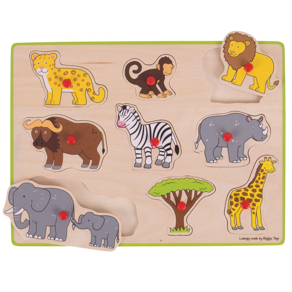 Bigjigs Toys Vkládací puzzle safari s úchytem (obrázek 3)
