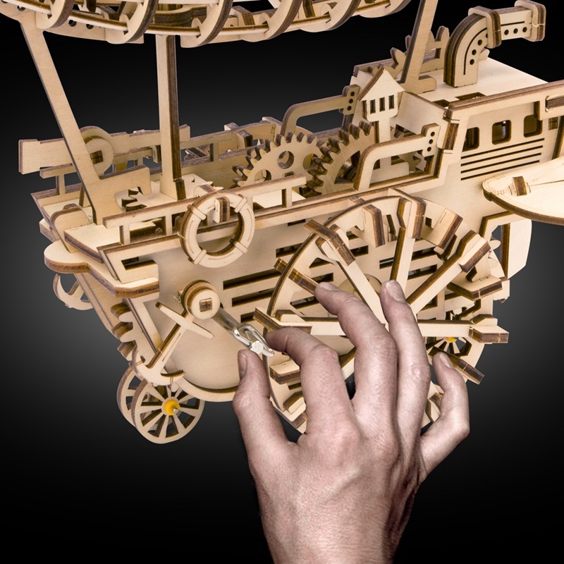 RoboTime 3D dřevěná mechanická skládačka Fantastická vzducholoď (obrázek 3)