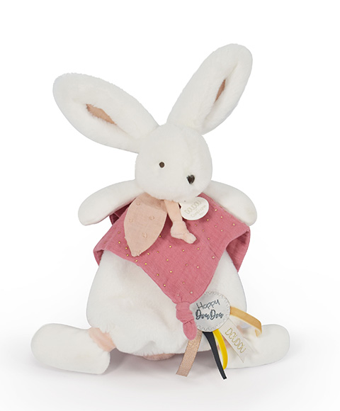 Doudou Dárková sada - Plyšový zajíček s muchláčkem 25 cm starorůžová (obrázek 4)