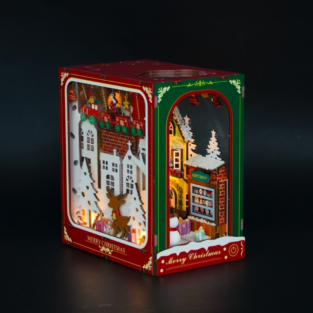 2Kids Toys 3D skládačka Zarážka na knihy Miniatura domečku Bílé Vánoce (obrázek 6)