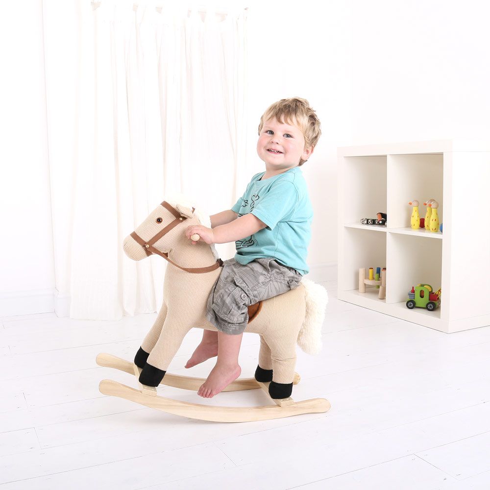 Bigjigs Toys Dřevěný houpací kůň béžový (obrázek 3)