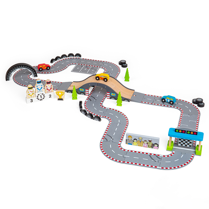 Bigjigs Rail Dřevěná autodráha závodní den (obrázek 8)